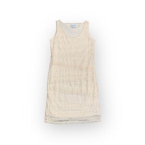 Michael Edwards Cream Layered Lace Mini Dress Feminine Size M